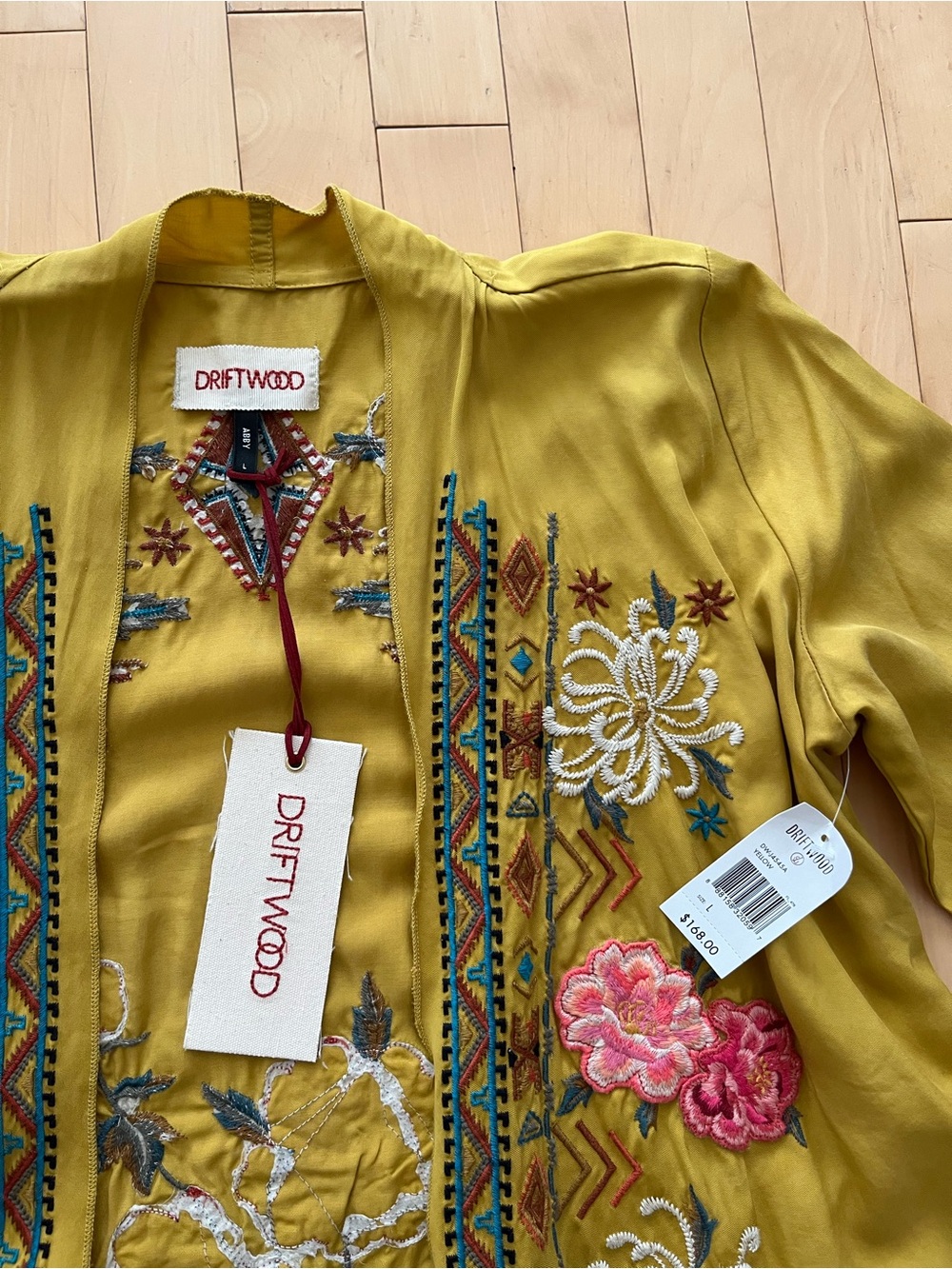 DRIFTWOOD Embroidered Tie-Waist Kimono Cardigan - Picture 11 of 13
